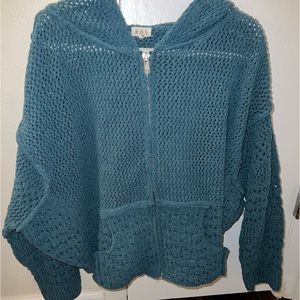 Knit boxy zip up sweater